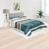 Cubrelecho Doble Faz Style Azul y Blanco Para Cama Doble 140 X 190 Cm de Líneas Entrelazadas - Tendidos y Cubrelechos | Bylmo