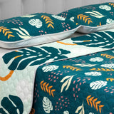 Cubrelecho Doble Faz Style Verde Militar y Menta Para Cama Doble 140 X 190 Cm de Hojas Con Círculos - Tendidos y Cubrelechos | Bylmo