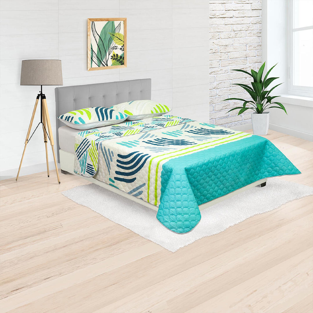 Cubrelecho Doble Faz Style Blanco Para Cama Doble 140 X 190 Cm de Líneas Entrelazadas - Tendidos y Cubrelechos | Bylmo