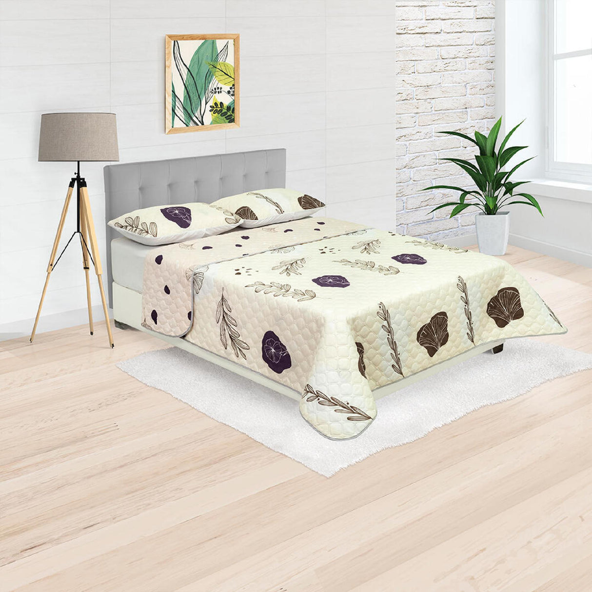 Cubrelecho Doble Faz Style Rosa Claro Para Cama Doble 140 X 190 Cm de Flores - Tendidos y Cubrelechos | Bylmo