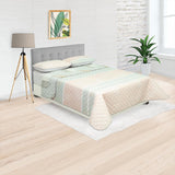Cubrelecho Doble Faz Style Verde Menta Para Cama Doble 140 X 190 Cm de Hojas - Tendidos y Cubrelechos | Bylmo