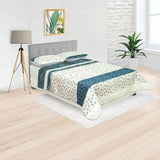 Cubrelecho Doble Faz Style Azul y Blanco Crema Para Cama Queen 160 X 190 Cm de Líneas Entrelazadas - Tendidos y Cubrelechos | Bylmo