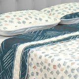 Cubrelecho Doble Faz Style Azul y Blanco Crema Para Cama Queen 160 X 190 Cm de Líneas Entrelazadas - Tendidos y Cubrelechos | Bylmo