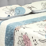 Cubrelecho Doble Faz Style Azul Celeste Para Cama Doble 140 X 190 Cm de Flores - Tendidos y Cubrelechos | Bylmo
