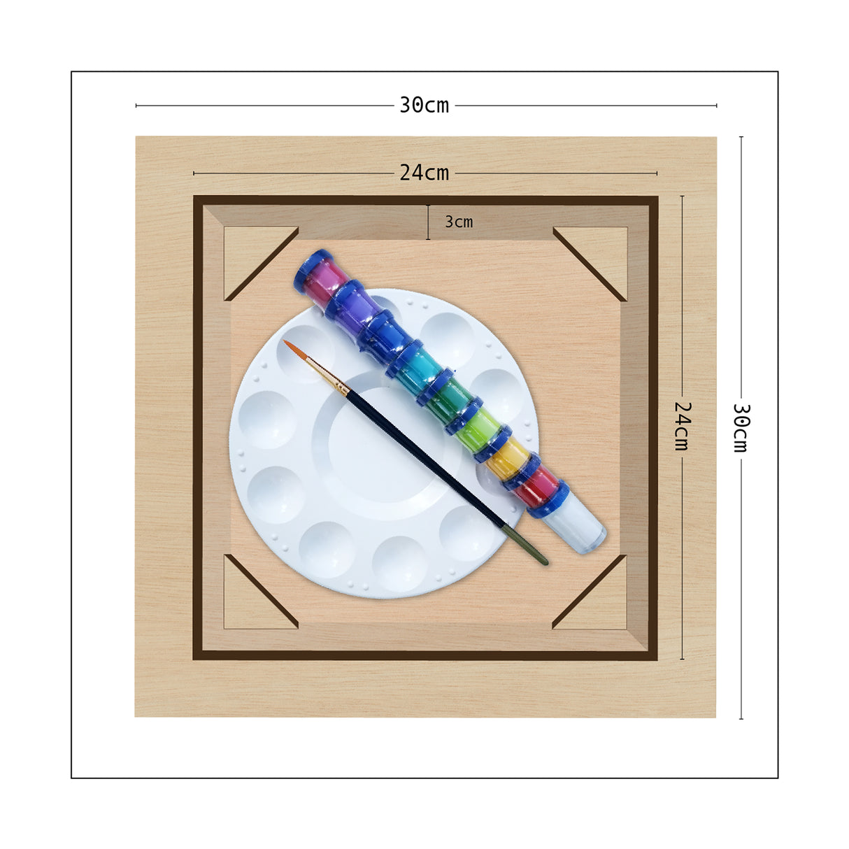 Kit Cuadro para Pintar Colibrí en MDF 30x30cm con Acrílicos y Pincel - Cuadros | Bylmo
