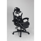 Silla Gamer Sakai 2024 Negra Blanco 55x135cm Con Espaldar Reclinable y Soporte Lumbar - Sillas de Oficina | Bylmo