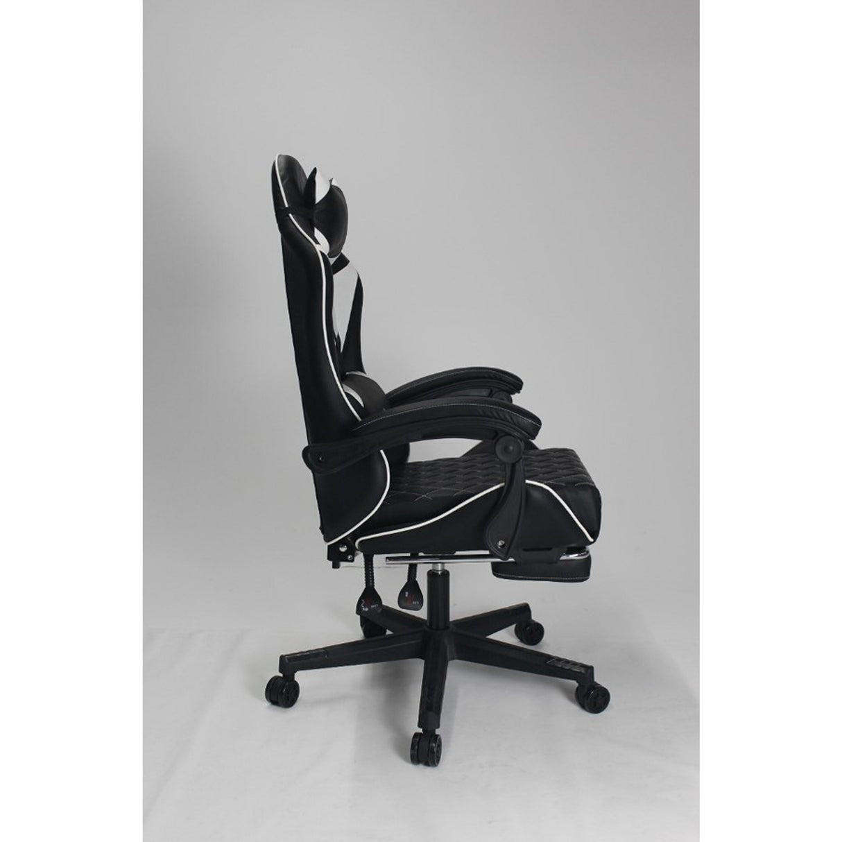 Silla Gamer Sakai 2024 Negra Blanco 55x135cm Con Espaldar Reclinable y Soporte Lumbar - Sillas de Oficina | Bylmo