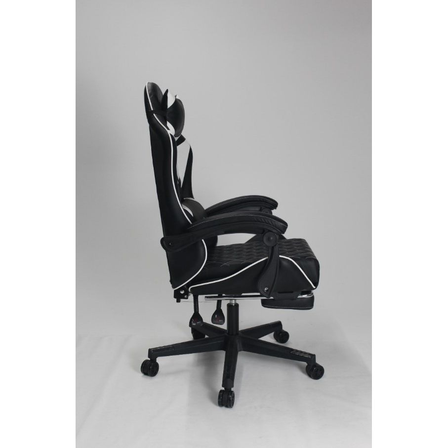 Silla Gamer Sakai 2024 Negra Blanco 55x135cm Con Espaldar Reclinable y Soporte Lumbar - SILLAS DE OFICINA | Bylmo