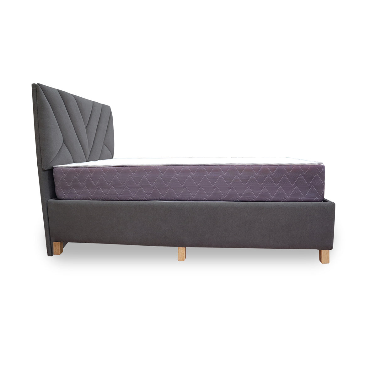 Combo Base Cama y Colchón Coleccion 1 Gris Oscuro y Cenizo Blanco Sencillo 100 X 190 Cm Con Cabecero - Camas | Bylmo