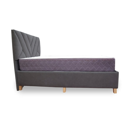 Combo Base Cama y Colchón Coleccion 1 Gris Oscuro y Cenizo Blanco Sencillo 100 X 190 Cm Con Cabecero - Camas | Bylmo