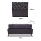 Combo Base Cama y Colchón Coleccion 1 Gris Oscuro y Cenizo Blanco Sencillo 100 X 190 Cm Con Cabecero - Camas | Bylmo