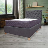 Combo Base Cama y Colchón Coleccion 1 Gris Oscuro y Cenizo Blanco Doble 140 X 190 Cm Con Cabecero - Camas | Bylmo