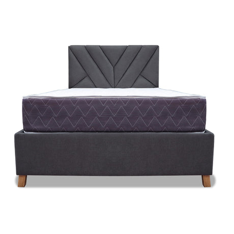 Combo Base Cama y Colchón Coleccion 1 Gris Oscuro y Cenizo Blanco Doble 140 X 190 Cm Con Cabecero - Camas | Bylmo