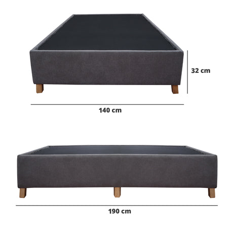 Base Cama Coleccion 1 Gris Oscuro Doble 140 X 190 Cm Con Patas - Camas | Bylmo