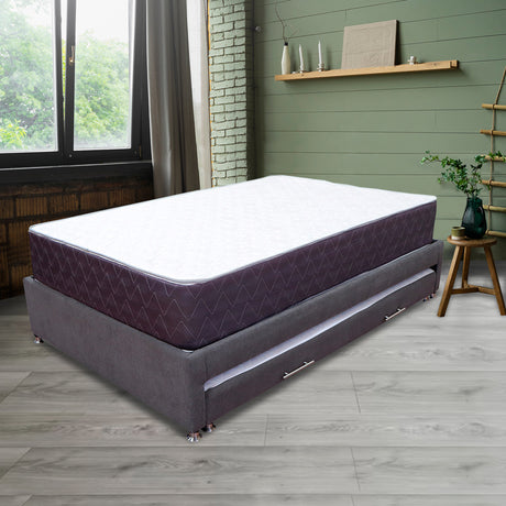 Combo Cama Tarima y Colchón Coleccion 1 Gris Oscuro y Cenizo Blanco Sencillo 100 X 190 Cm - Camas | Bylmo