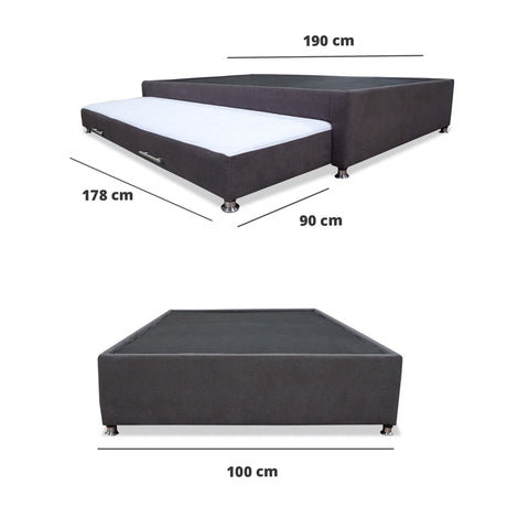 Cama Tarima Coleccion 1 Gris Oscuro Sencillo 100 X 190 Cm Con Patas - Camas | Bylmo