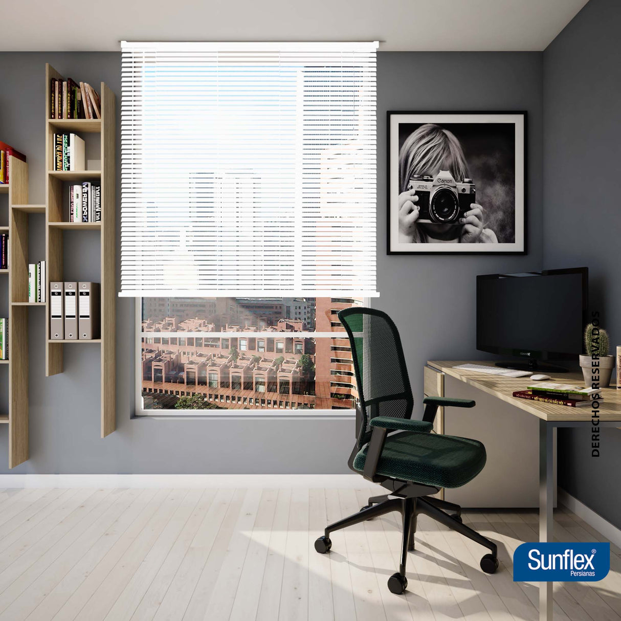 Persiana Horizontal Blanco 140x140cm de Soporte Propio - Cortinas y Persianas | Bylmo