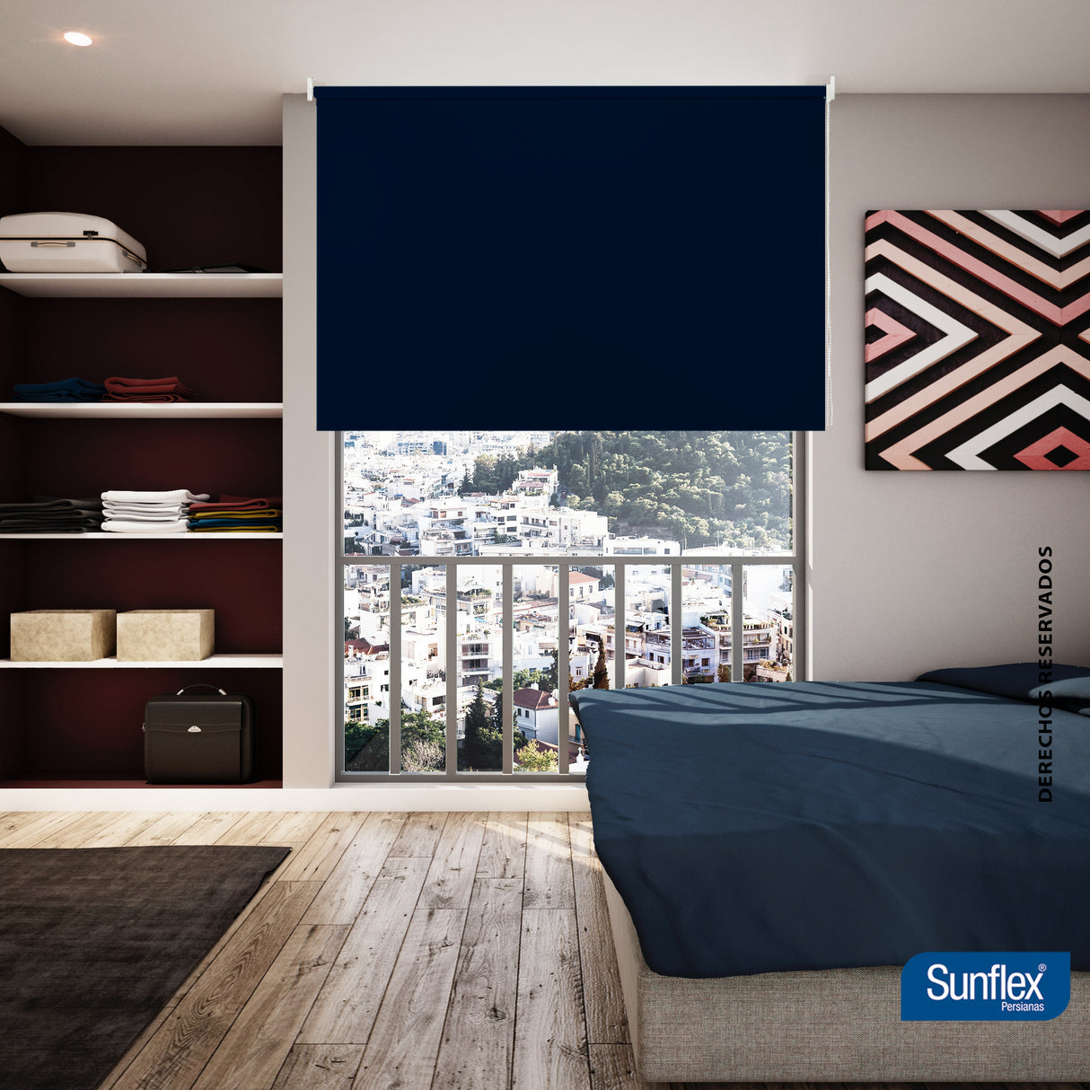 Cortina Blackout Azul 180x180cm de Tubo - Cortinas y Persianas | Bylmo