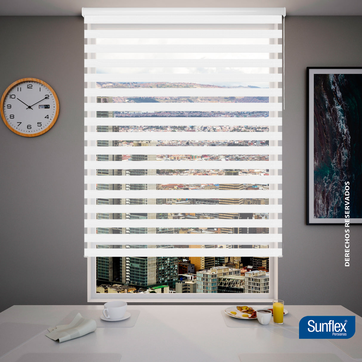 Cortina Roller Duo Blanco Style 140x170cm de Tubo - Cortinas y Persianas | Bylmo