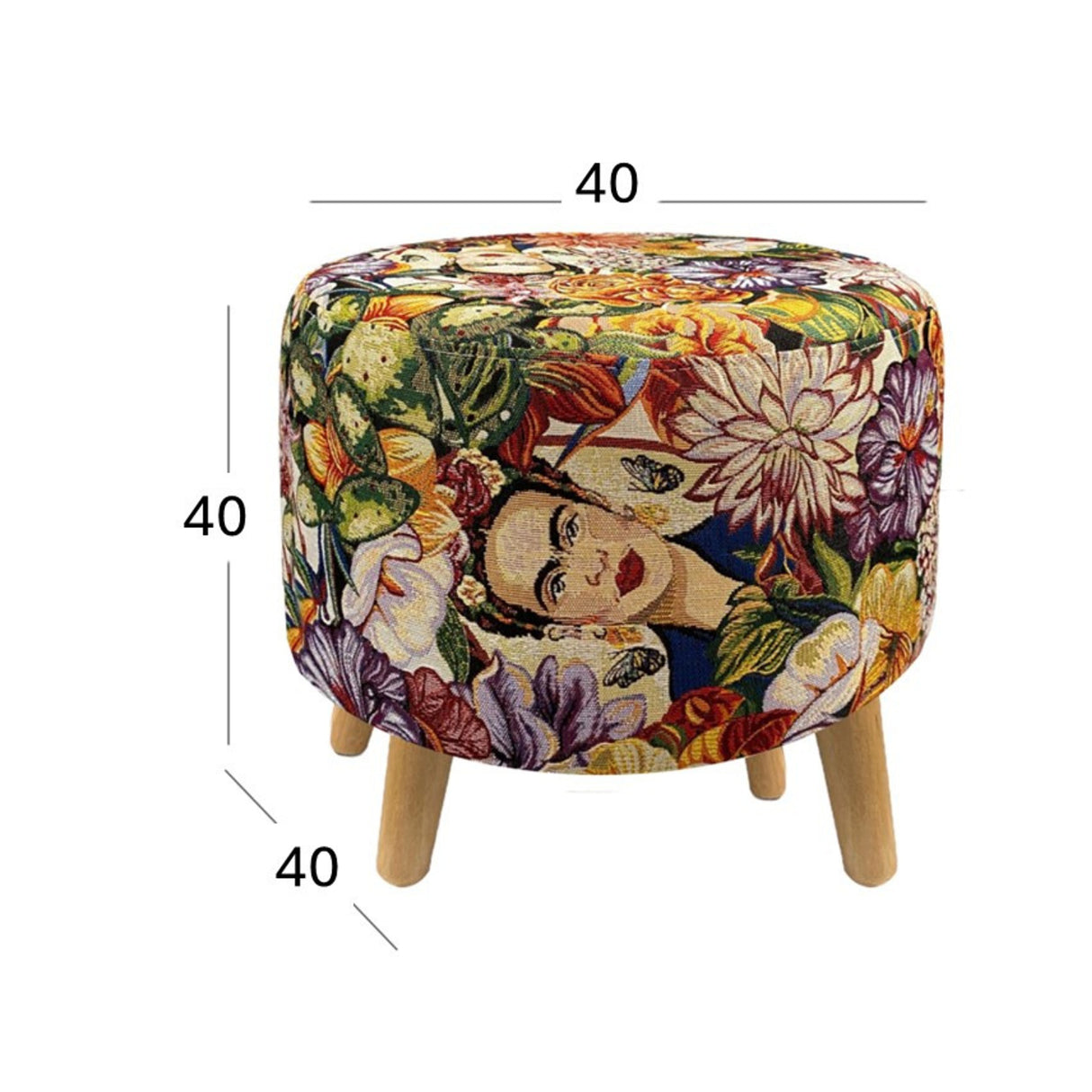 Puff Frida Multicolor 40x40cm Circular - Sillas y Butacos | Bylmo