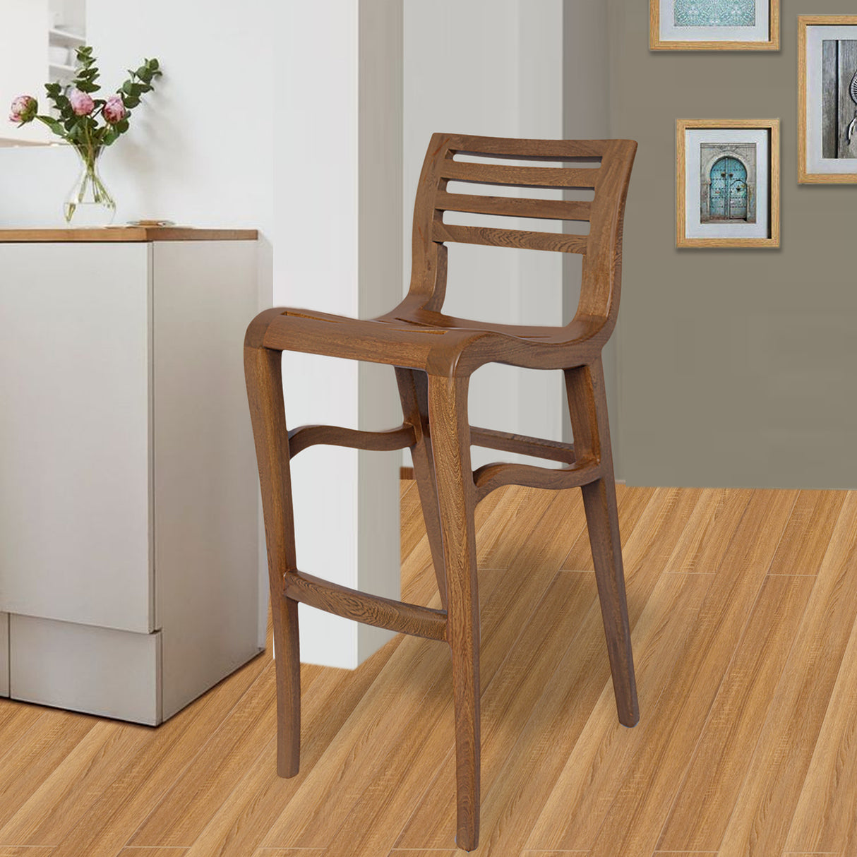 Silla Bar Madera Clara Natural 38x94cm Rectangular Con Espaldar - Sillas y Butacos | Bylmo