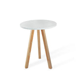 Mesa Auxiliar Blanco 40x10cm Circular con Patas Cuadradas - Mesas Auxiliares | Bylmo