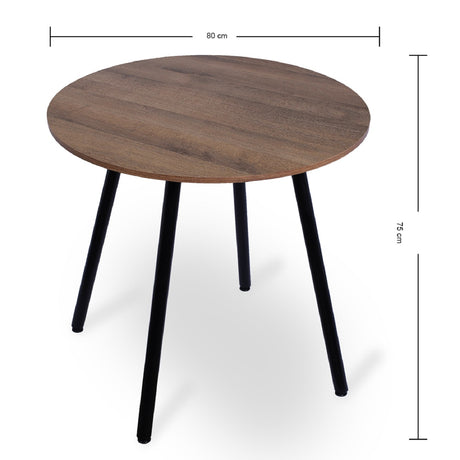 Combo Comedor y Cuatro Sillas Circular Amaretto y Negro 80x75cm para Cuatro Puestos - Comedores | Bylmo