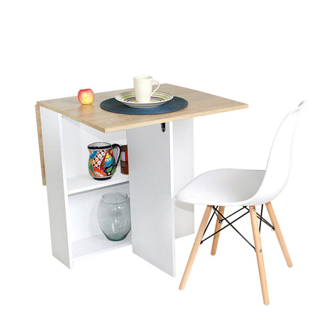 Combo Comedor Plegable y Cuatro Sillas Sillas Rectangular Blanco y Vienes 110x75cm para Cuatro Puestos - Comedores | Bylmo
