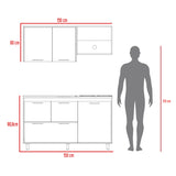 Cocina Pacific Fresno Europeo y Blanco 150x60cm Con Mesón Pozuelo Izquierdo y Con Estufa - Cocinas | Bylmo
