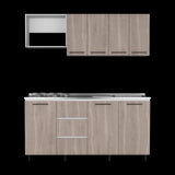 Cocina Erie Bardolino y Blanco 180x60cm Con Mesón Pozuelo Derecho y Con Estufa - Cocinas | Bylmo