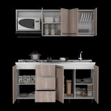 Cocina Erie Bardolino y Blanco 180x60cm Con Mesón Pozuelo Derecho y Con Estufa - Cocinas | Bylmo