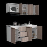 Cocina Erie Bardolino y Blanco 180x60cm Con Mesón Pozuelo Derecho y Con Estufa - Cocinas | Bylmo