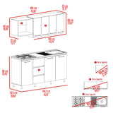 Cocina Erie Bardolino y Blanco 180x60cm Con Mesón Pozuelo Derecho y Con Estufa - Cocinas | Bylmo