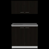 Cocina Napa Wengue y Blanco 100x49cm Con Mesón Pozuelo Izquierdo y Sin Estufa - Cocinas | Bylmo