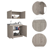 Cocina Zurich Ceniza 100x40cm Con Mesón Pozuelo Izquierdo y Sin Estufa - Cocinas | Bylmo