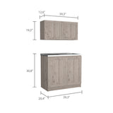 Cocina Zurich Ceniza 100x40cm Con Mesón Pozuelo Izquierdo y Sin Estufa - Cocinas | Bylmo