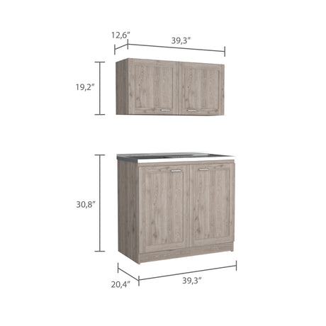 Cocina Zurich Ceniza 100x40cm Con Mesón Pozuelo Izquierdo y Sin Estufa - Cocinas | Bylmo