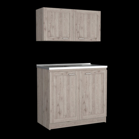 Cocina Zurich Ceniza 100x40cm Con Mesón Pozuelo Izquierdo y Sin Estufa - Cocinas | Bylmo