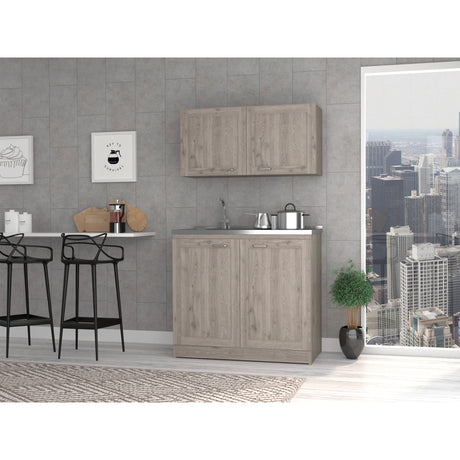 Cocina Zurich Ceniza 100x40cm Con Mesón Pozuelo Izquierdo y Sin Estufa - Cocinas | Bylmo