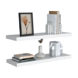 Set X 2 Repisas Rectangular Blanco 80x3.8cm Flotante - Repisas y Percheros | Bylmo