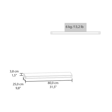Set x 2 Repisas Rectangular Plomo 80x3.8cm Flotante - Repisas y Percheros | Bylmo