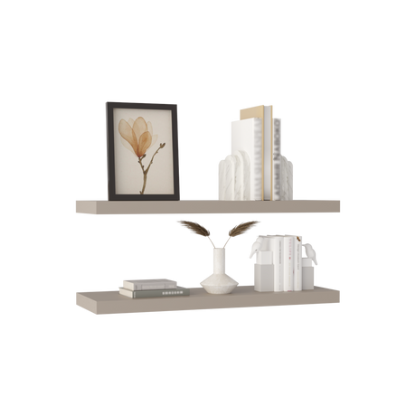 Set x 2 Repisas Rectangular Taupe 80x3.8cm Flotante - Repisas y Percheros | Bylmo