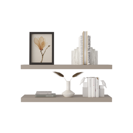 Set x 2 Repisas Rectangular Taupe 80x3.8cm Flotante - Repisas y Percheros | Bylmo