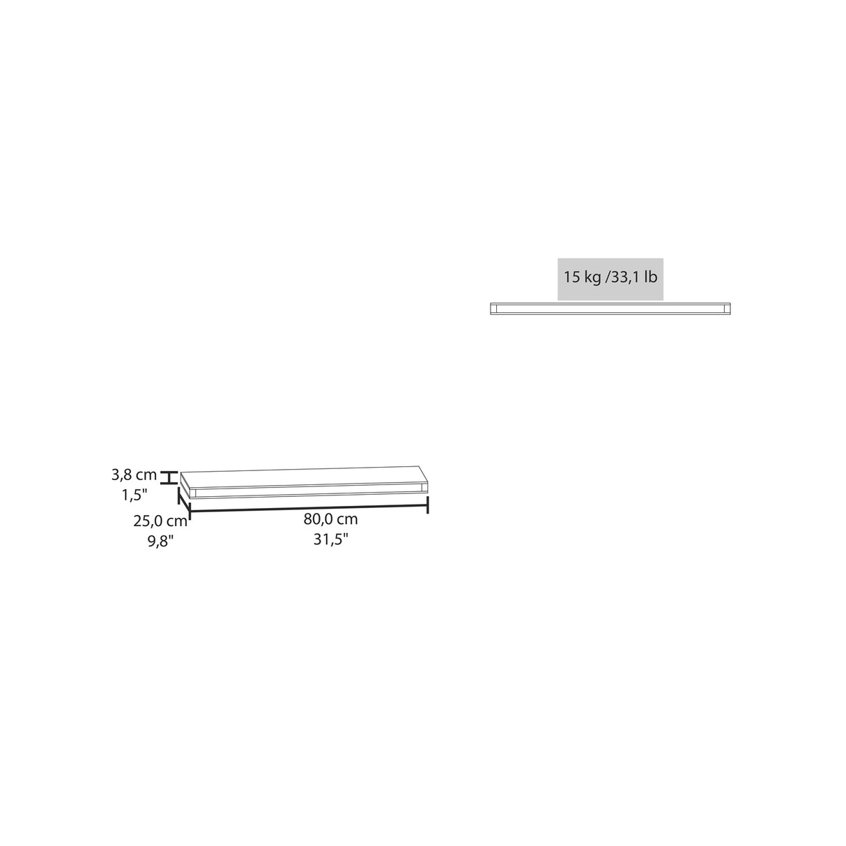 Set x 2 Repisas Rectangular Wengue 80x3.8cm Flotante - Repisas y Percheros | Bylmo