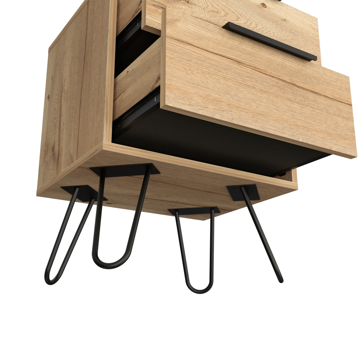 Mesa de Noche Augusta Duna 45x57cm Con Dos Cajones y Patas - Mesas de Noche | Bylmo