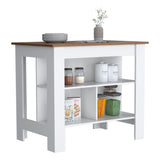 Isla de Cocina Cala Gales y Blanco 103x90cm Con Tres Entrepaños y Patas - Barras y Muebles Auxiliares | Bylmo