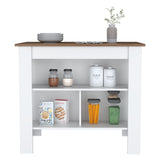 Isla de Cocina Cala Gales y Blanco 103x90cm Con Tres Entrepaños y Patas - Barras y Muebles Auxiliares | Bylmo