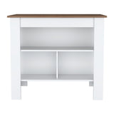 Isla de Cocina Cala Gales y Blanco 103x90cm Con Tres Entrepaños y Patas - Barras y Muebles Auxiliares | Bylmo