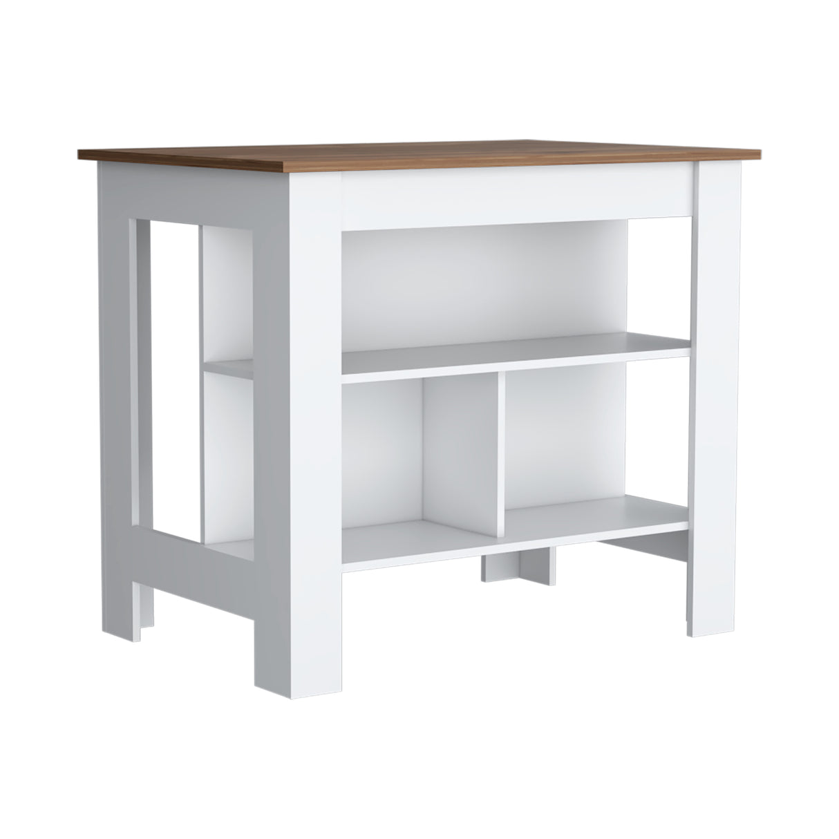 Isla de Cocina Cala Gales y Blanco 103x90cm Con Tres Entrepaños y Patas - Barras y Muebles Auxiliares | Bylmo