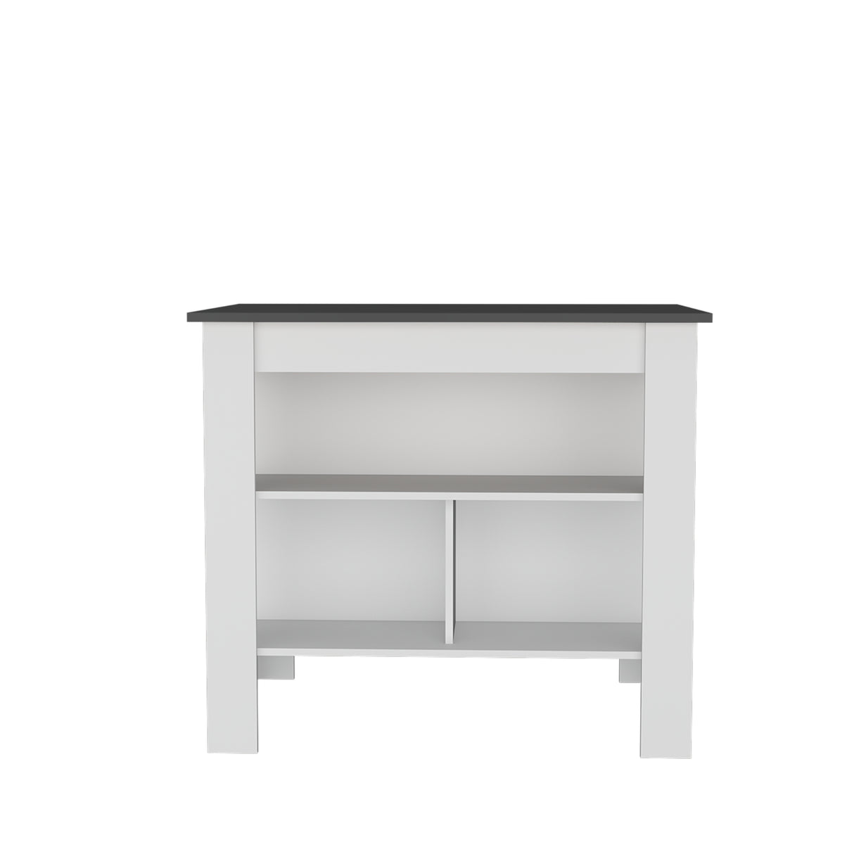 Isla de Cocina Cala Plomo y Blanco 103x90cm Con Tres Entrepaños y Patas - Barras y Muebles Auxiliares | Bylmo
